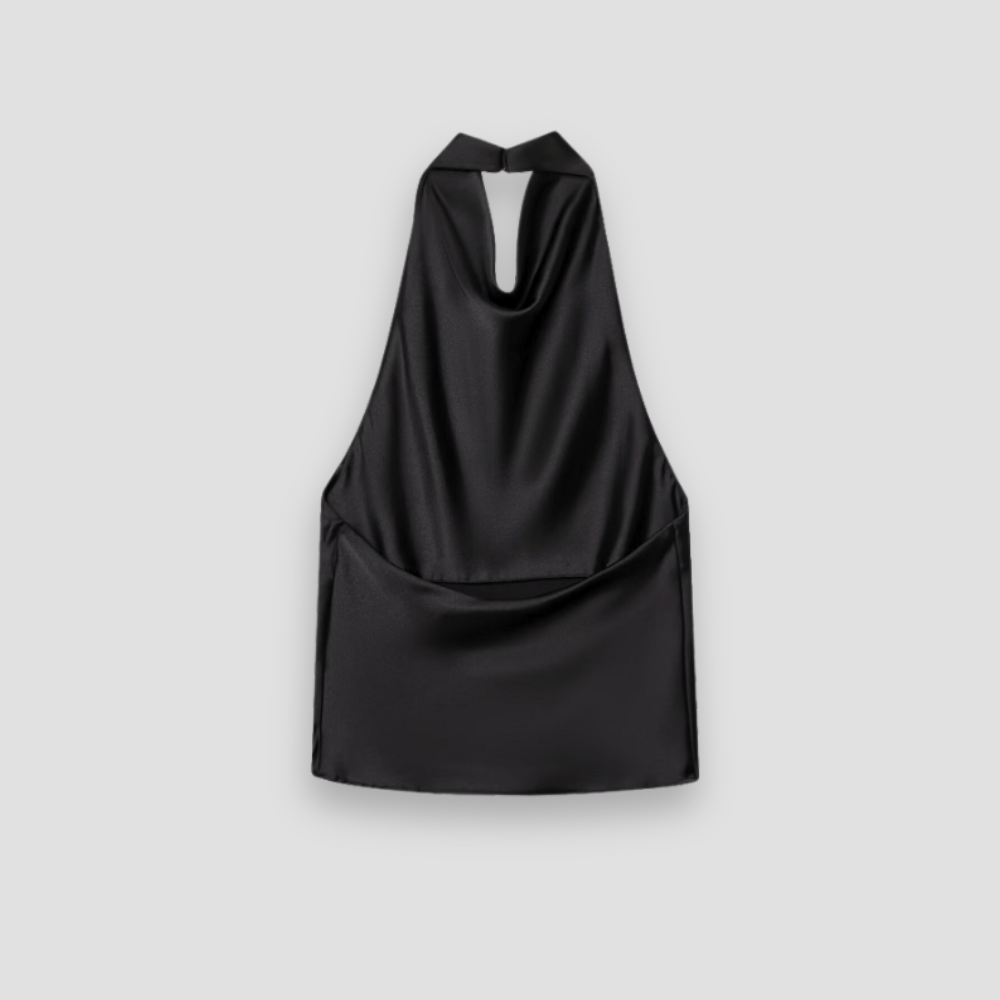 Badhie | Women's Satin Cowl-Neck Halter Top