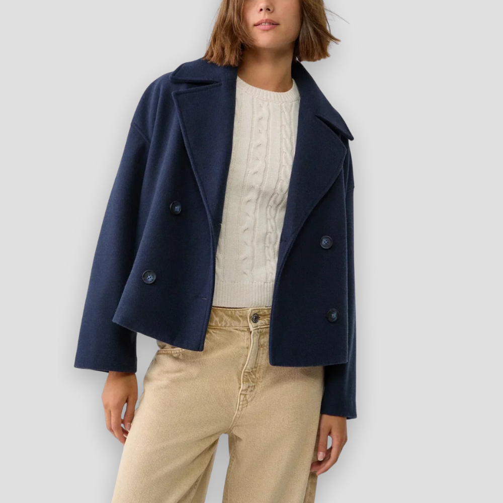 Badhie | Women’s Winter Jacket Cropped Double-Breasted Wool Coat