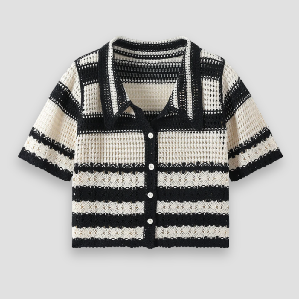 Badhie | Women’s Vintage Crochet Button-Up Cardigan Top