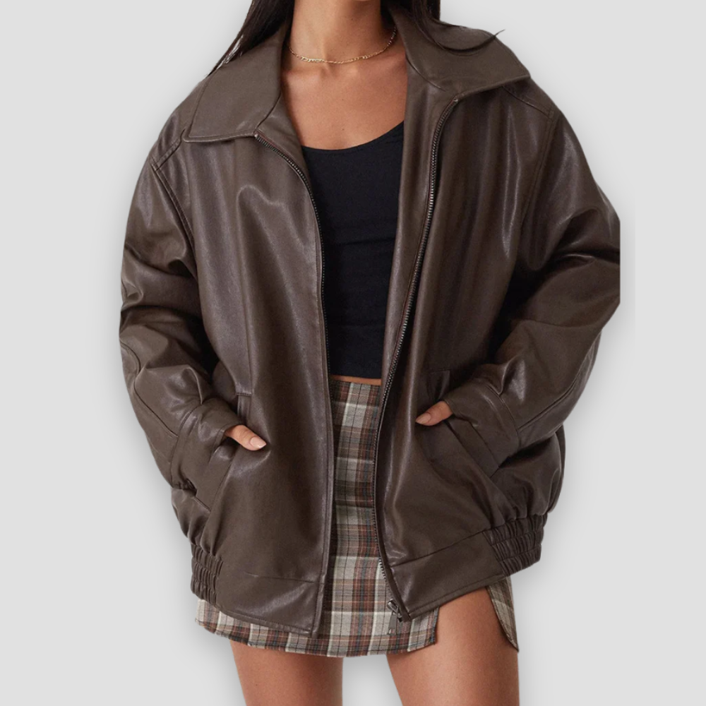 Badhie | Women’s Oversized Faux Leather Jacket