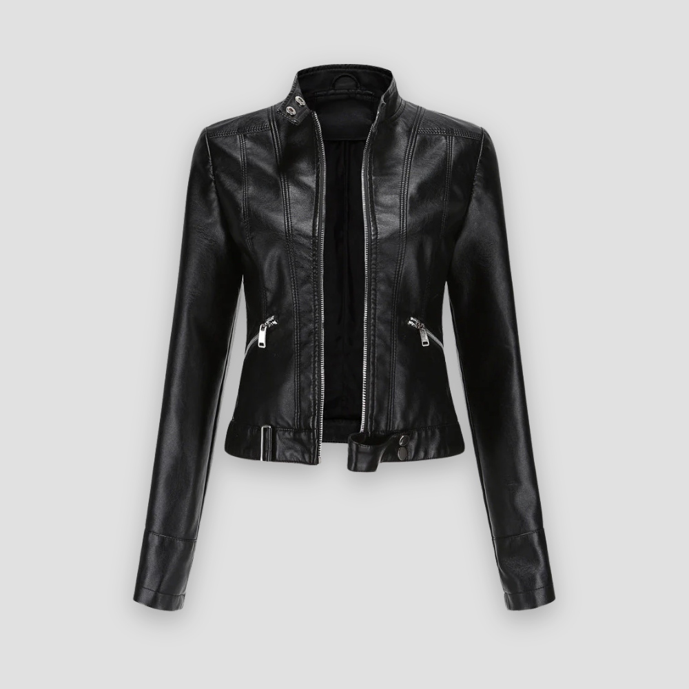 Badhie | Women’s Classic Moto Leather High Neck Jacket