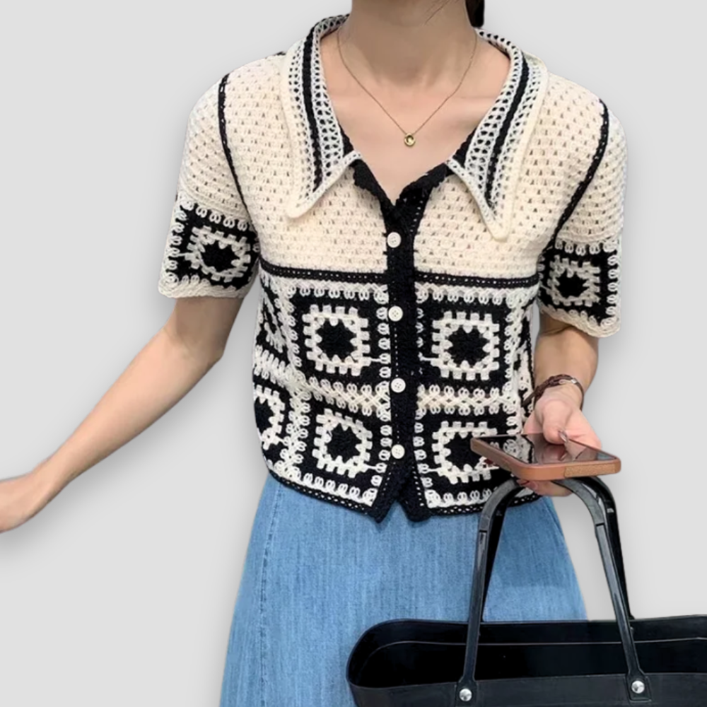 Badhie | Women’s Vintage Crochet Button-Up Cardigan Top