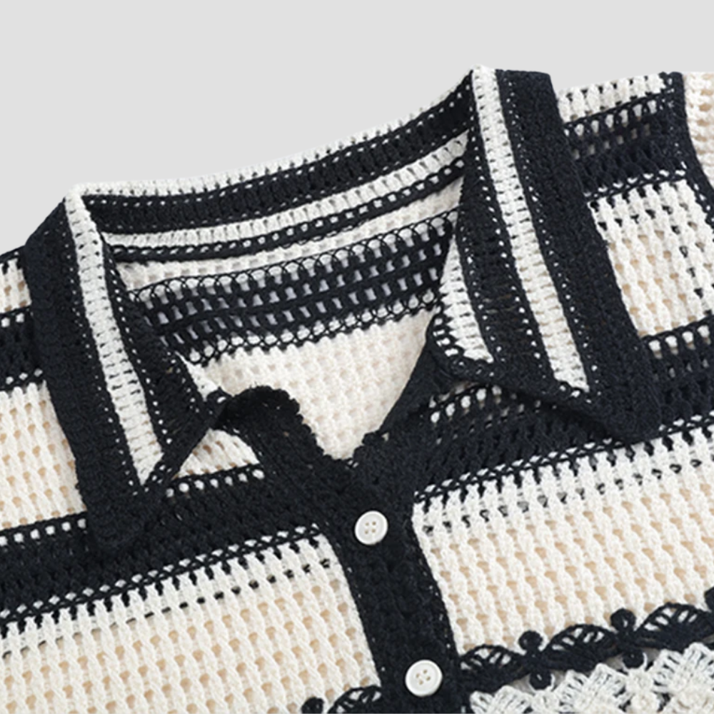 Badhie | Women’s Vintage Crochet Button-Up Cardigan Top