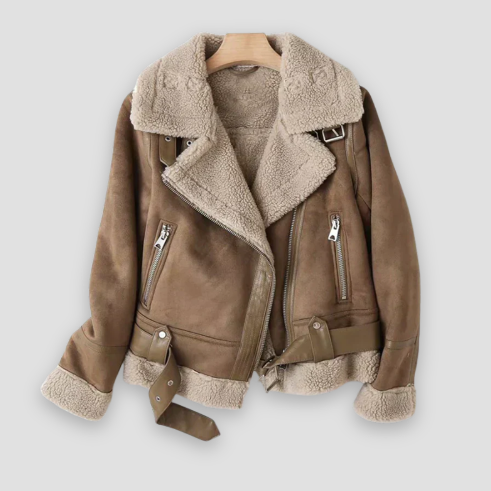 Badhie | Women’s Winter Jacket Shearling-Lined Aviator Jacket