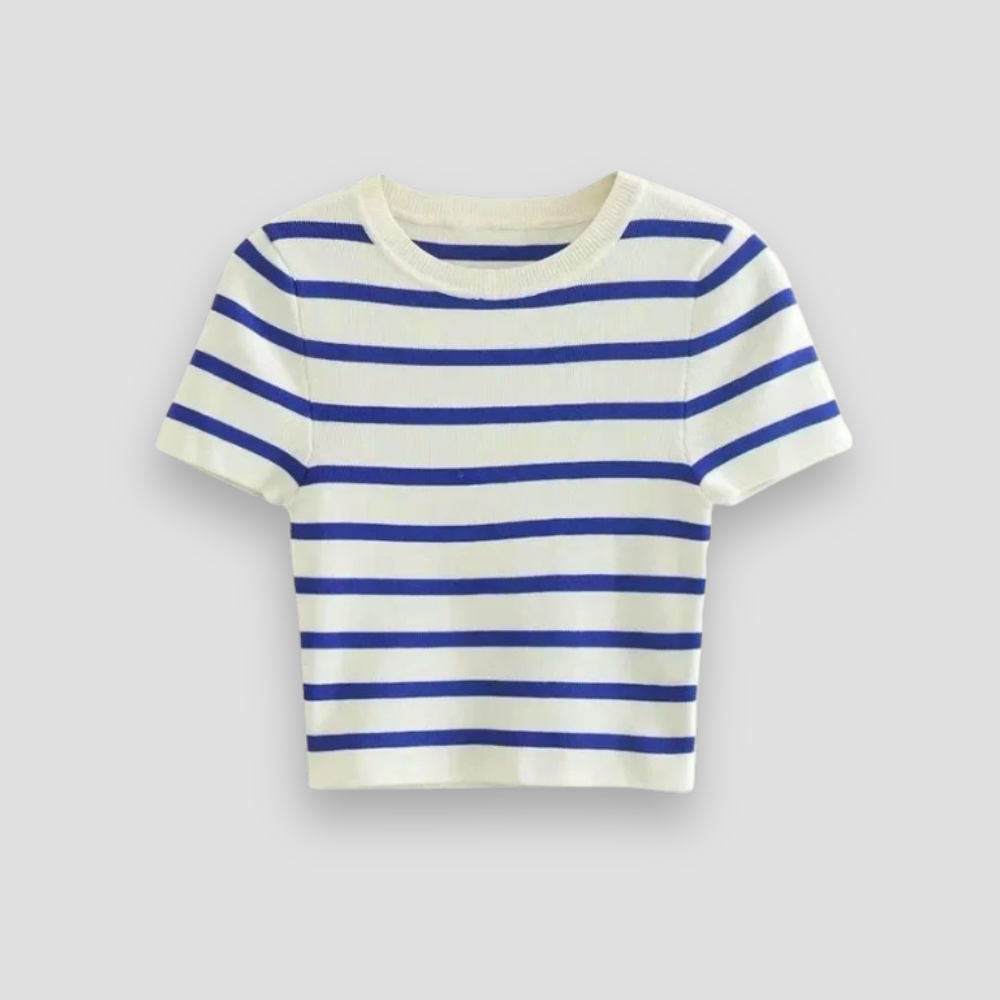 Badhie | Women’s Nautical Striped Knit Crop Tee