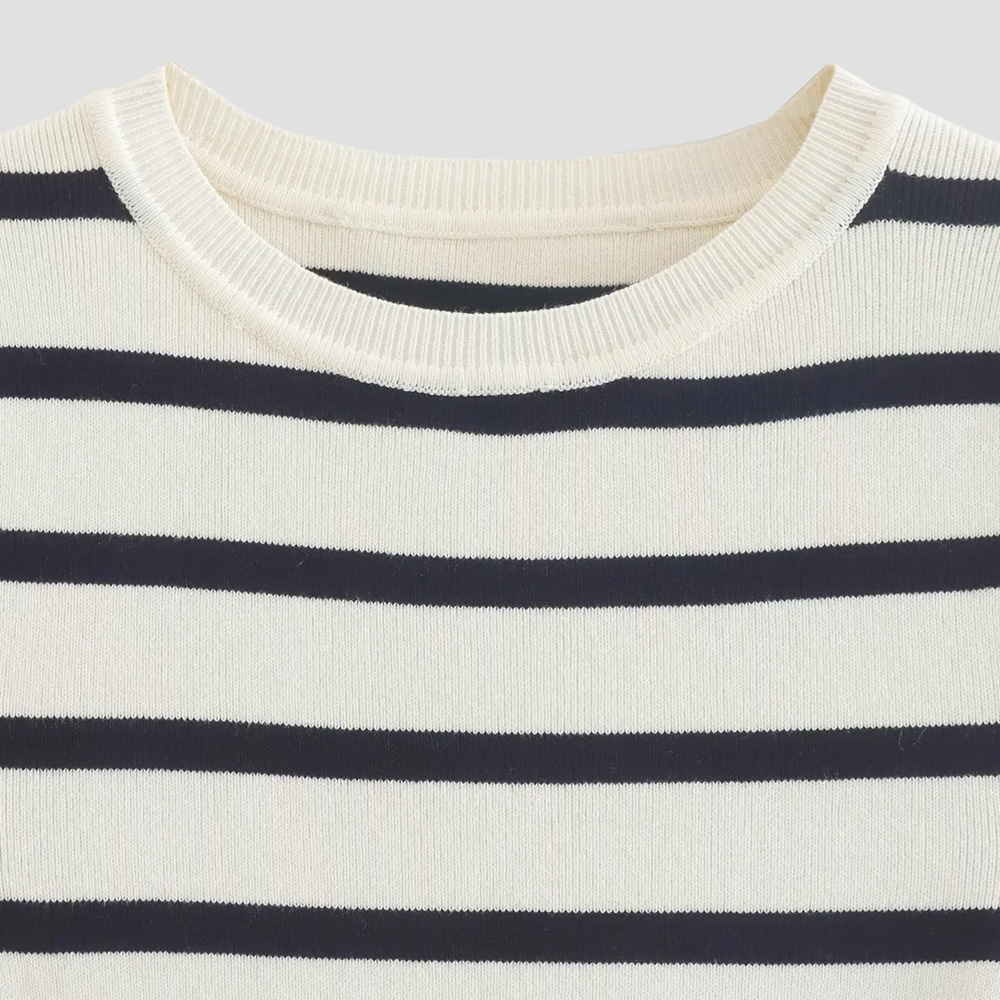 Badhie | Women’s Nautical Striped Knit Crop Tee
