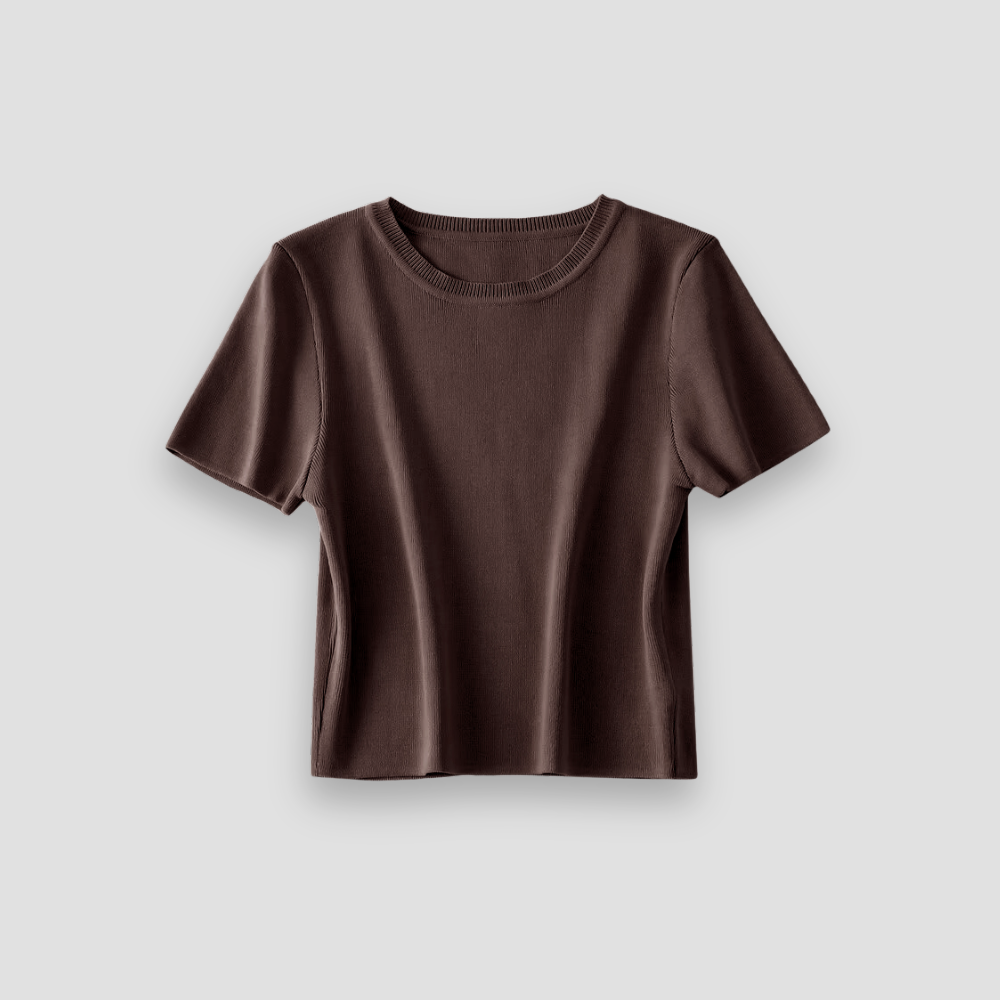 Badhie | Women’s Minimalist Solid Knit Fitted Tee