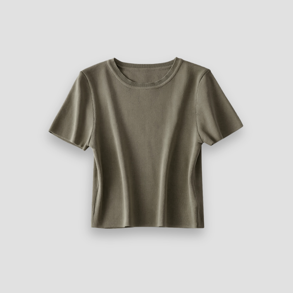 Badhie | Women’s Minimalist Solid Knit Fitted Tee