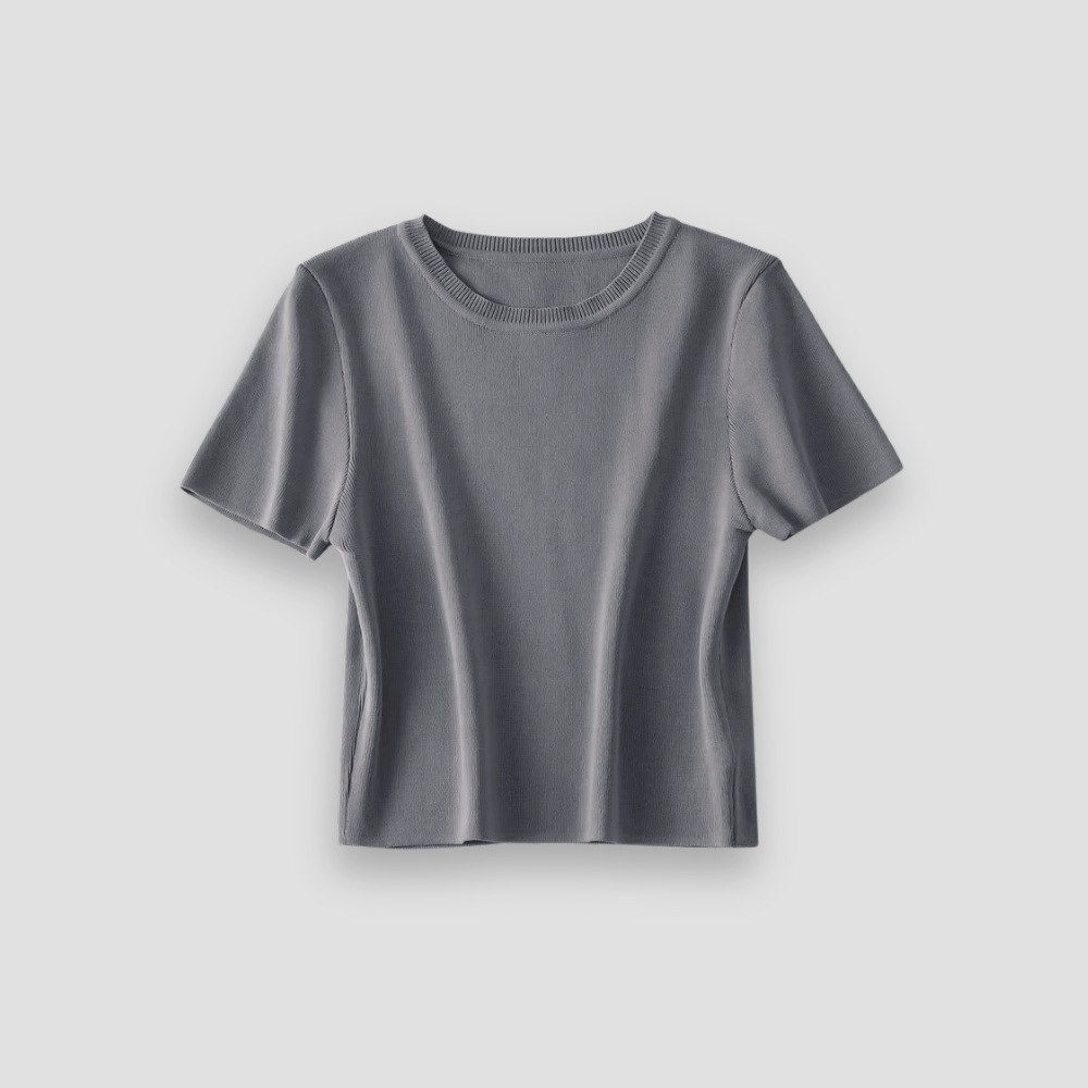 Badhie | Women’s Minimalist Solid Knit Fitted Tee