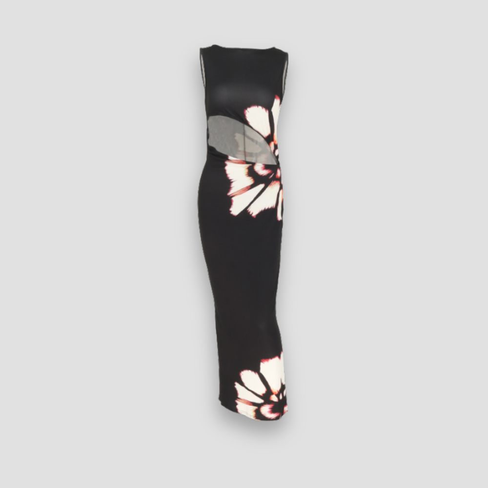 Badhie | Women's Floral Cutout Bodycon Maxi Dress