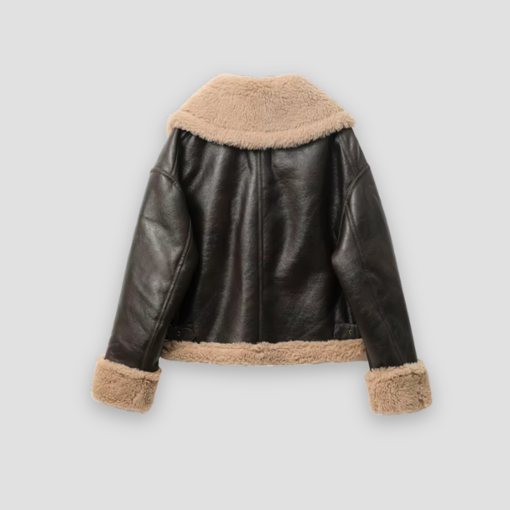 Badhie | Women’s Winter Coat Faux Shearling-Lined Aviator Jacket