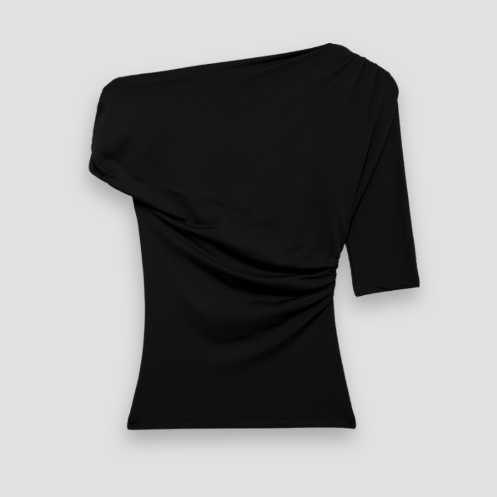 Badhie | Women’s One-Shoulder Drape Top with Metallic Ring Detail