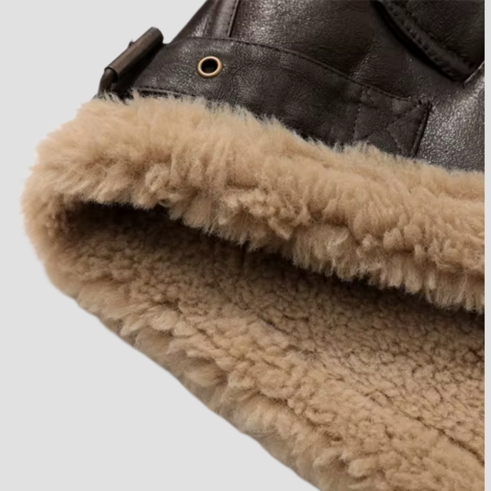 Badhie | Women’s Winter Coat Faux Shearling-Lined Aviator Jacket