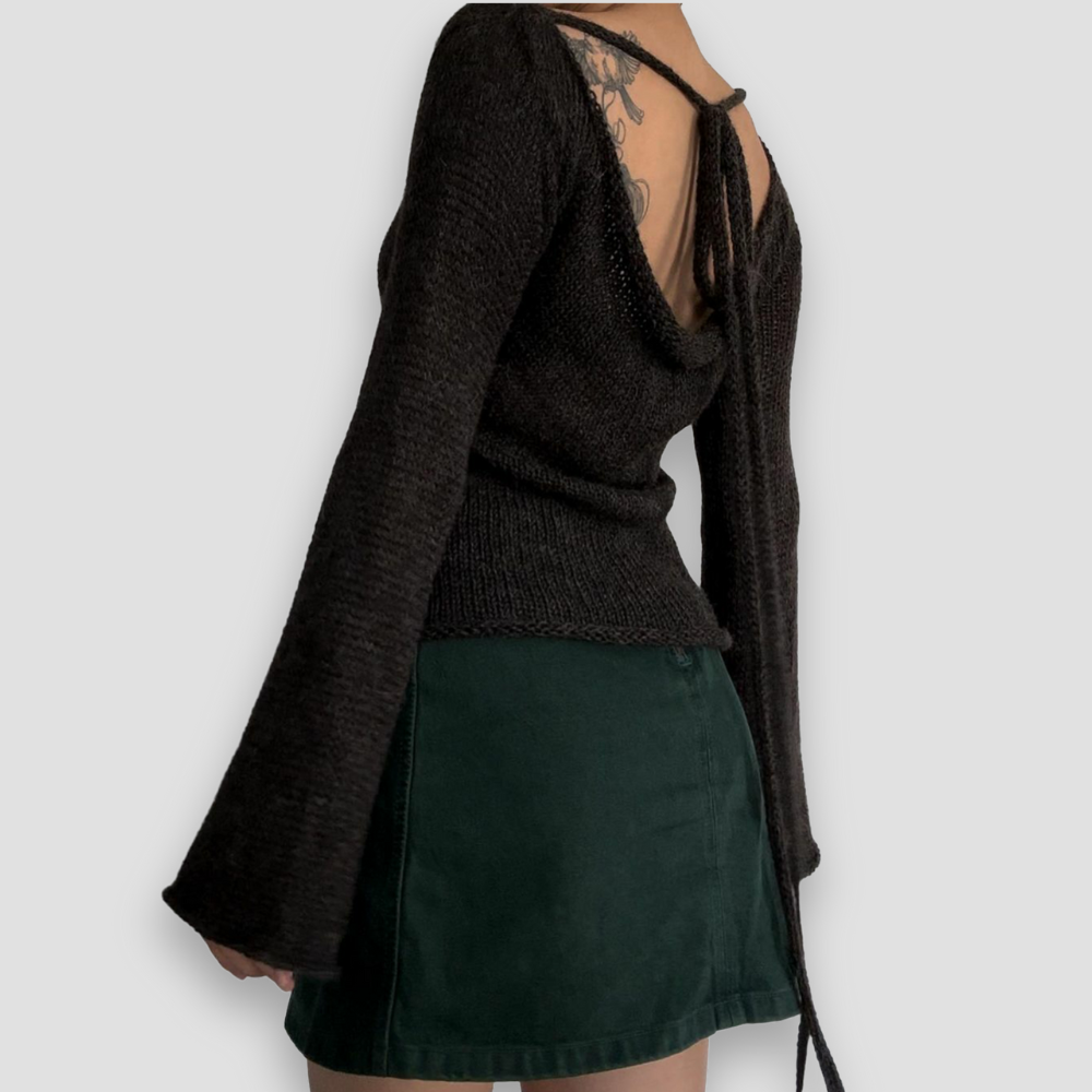 Badhie | Women's Tie-Back Knit Long Sleeve Sweater