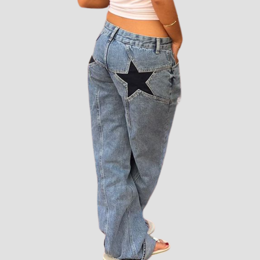 Badhie | Women's Star Patch Straight-Leg Jeans