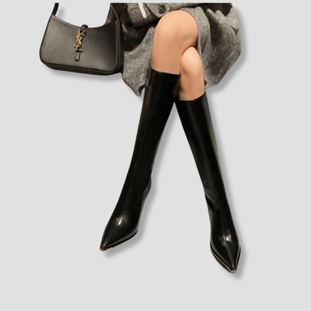 Badhie | Women’s Winter Leather Knee-High Boots Pointed Toe