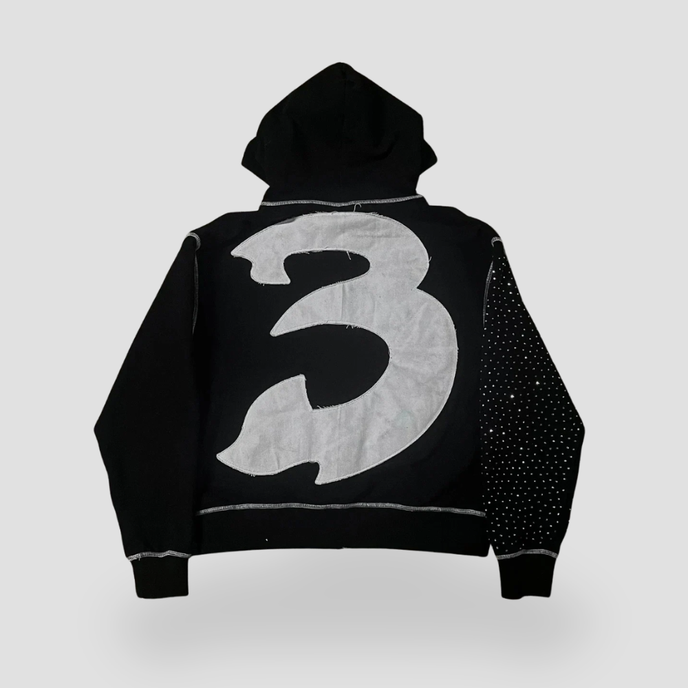 Badhie | Women’s Oversized Rhinestone Zip Hoodie