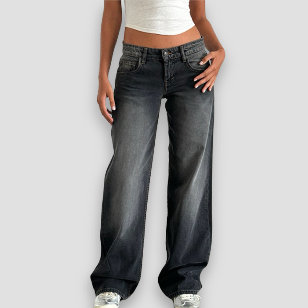 Badhie | Women's Wide-Leg Vintage Wash Jeans