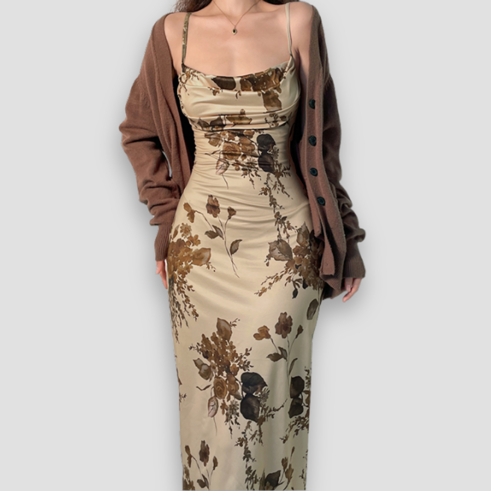 Badhie | Women’s Vintage Floral Slip Midi Dress