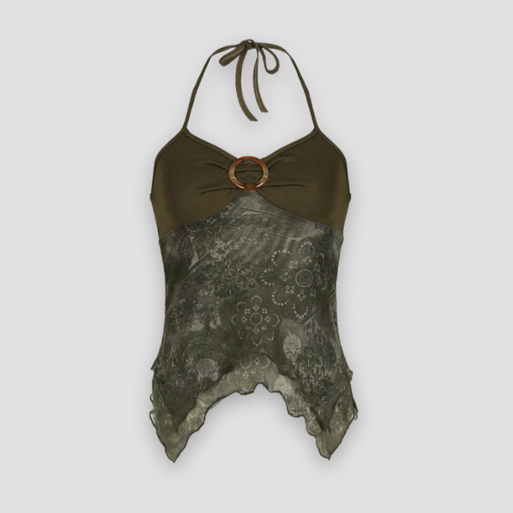 Badhie | Women's Vintage Lace Patchwork Halter Top