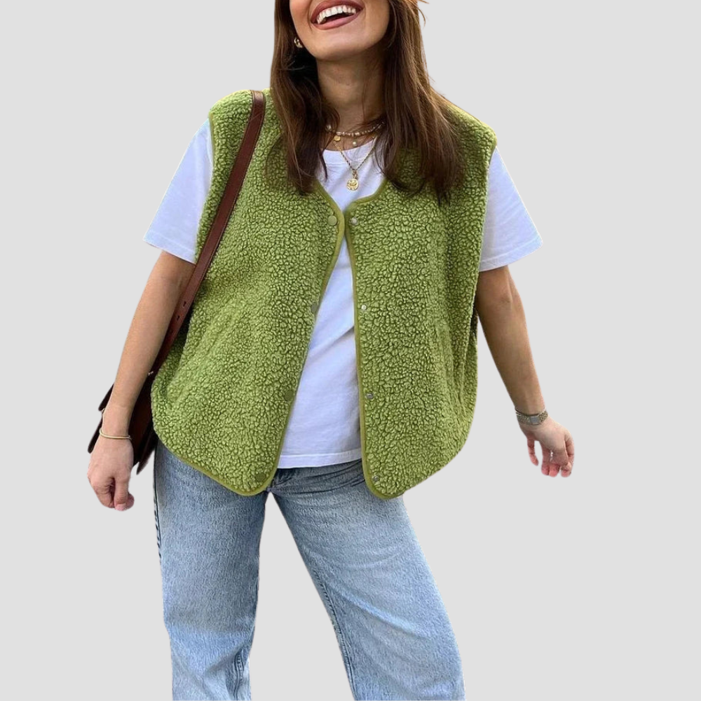 Badhie | Women’s Cozy Sherpa Snap-Button Vest