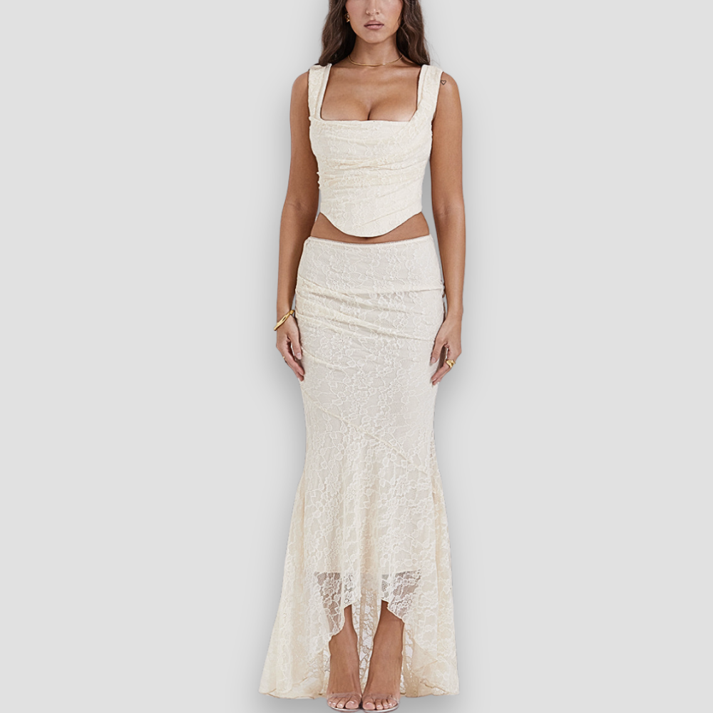 Badhie | Women's Lace Corset Maxi Two-Piece Set