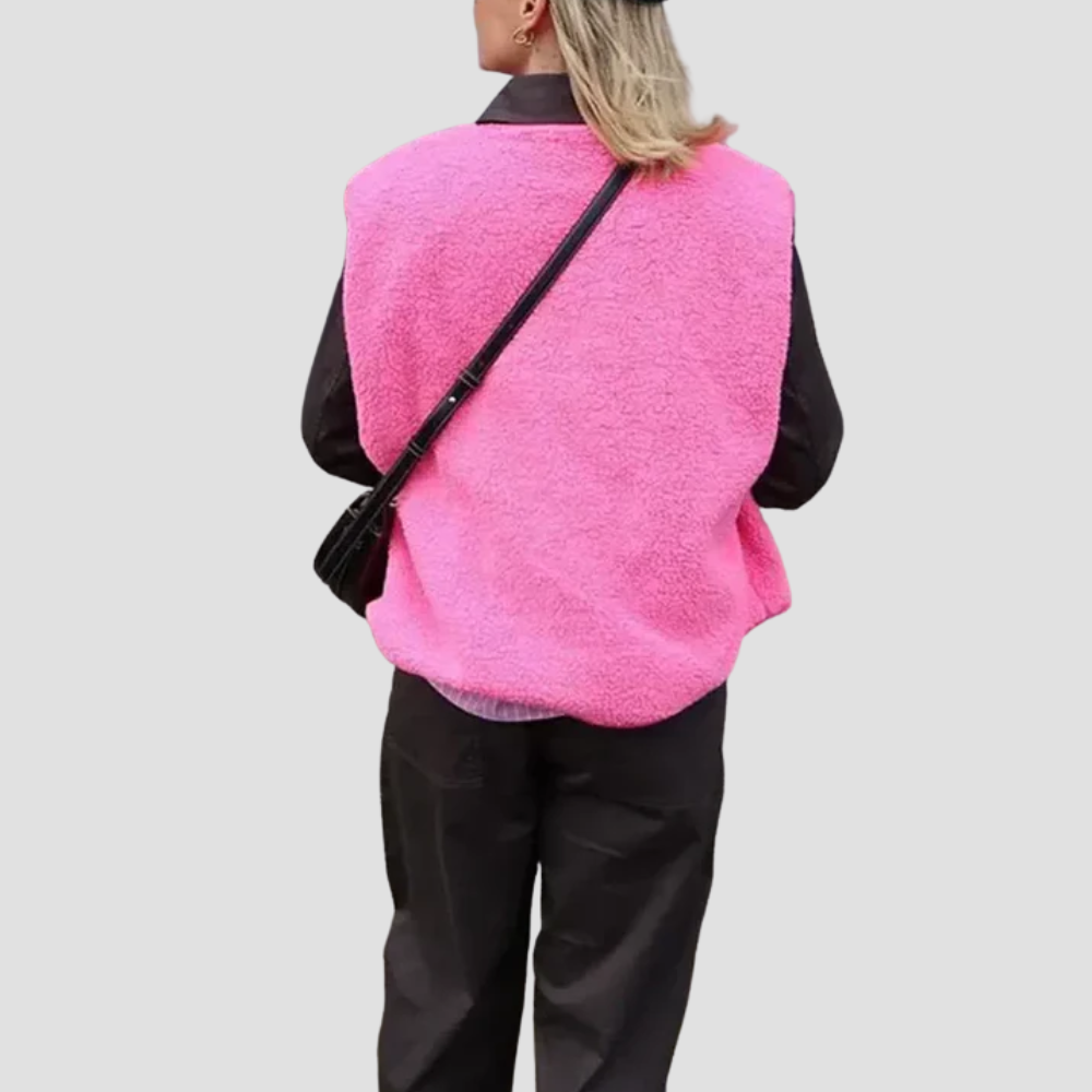 Badhie | Women’s Cozy Sherpa Snap-Button Vest