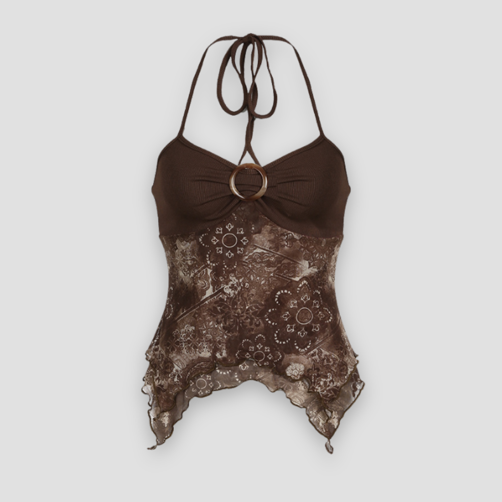 Badhie | Women's Vintage Lace Patchwork Halter Top