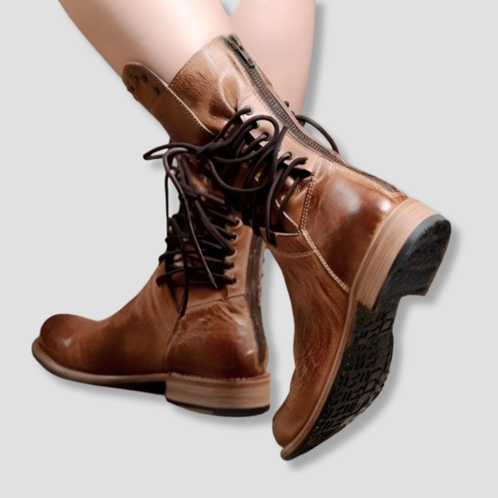 Badhie | Women’s Vintage Studded Lace-Up Combat Boots