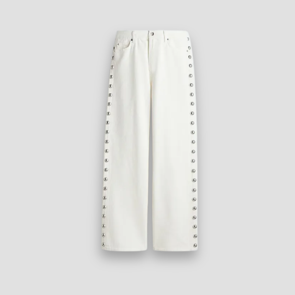Badhie | Women's Pearl-Studded Denim Pants