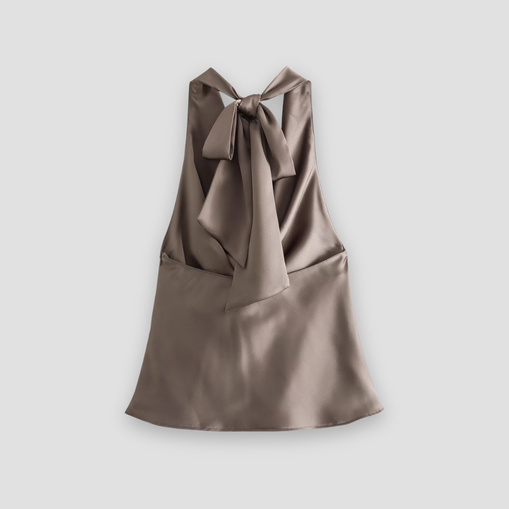 Badhie | Women's Satin Backless Cowl Neck Halter Top
