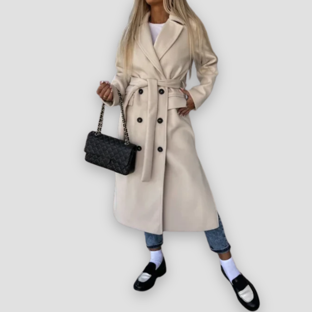 Badhie | Women's Double-Breasted Winter Coat with Waist Belt and Classic Fit