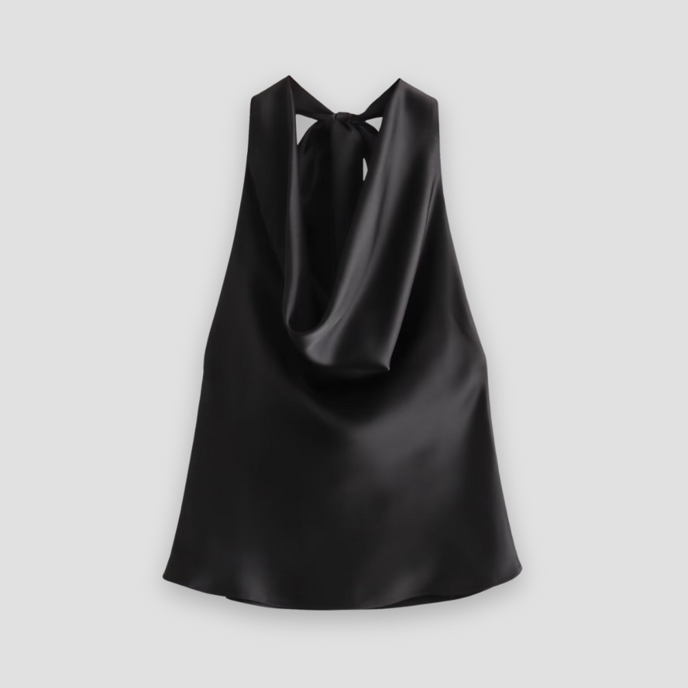 Badhie | Women's Satin Backless Cowl Neck Halter Top