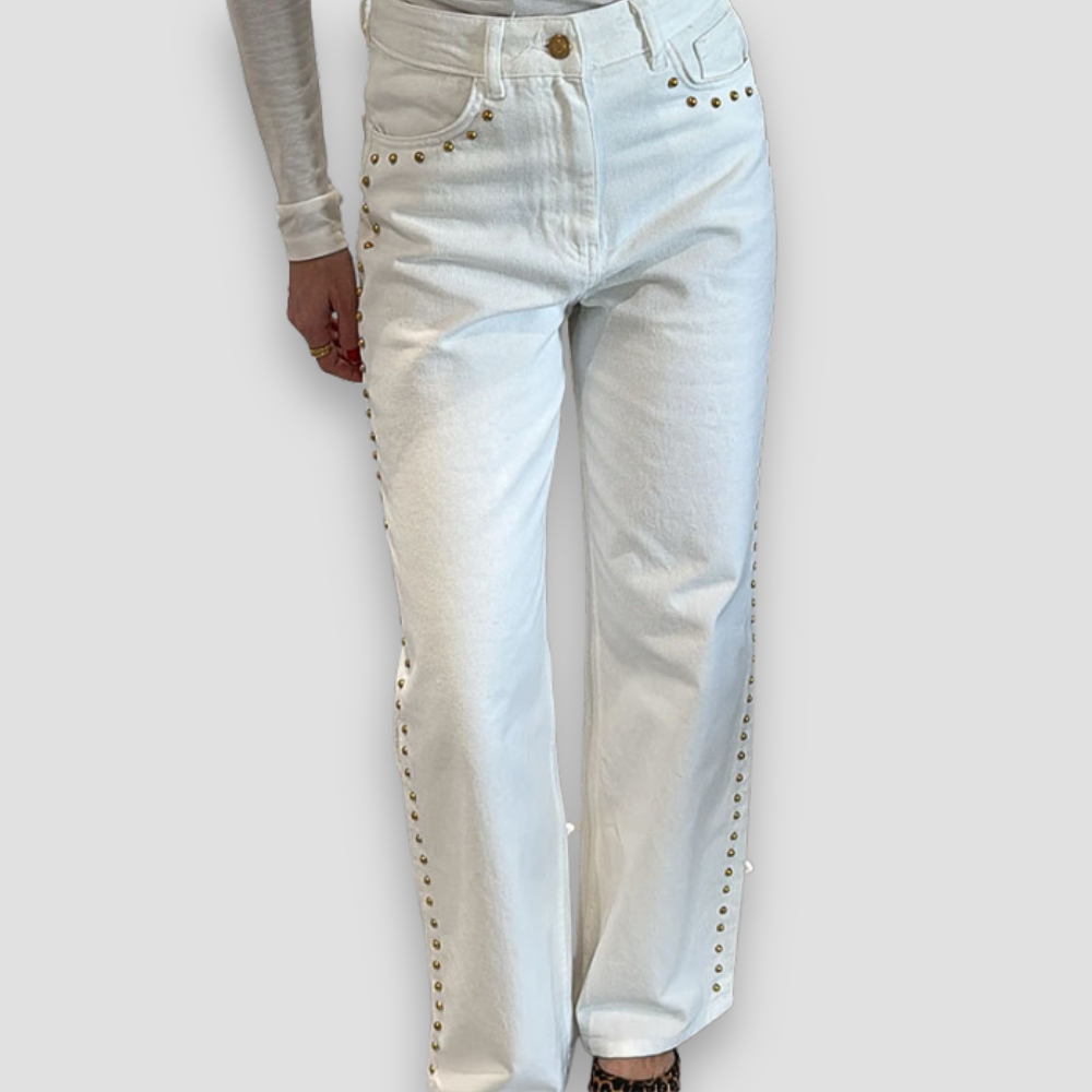 Badhie | Women's Pearl-Studded Denim Pants