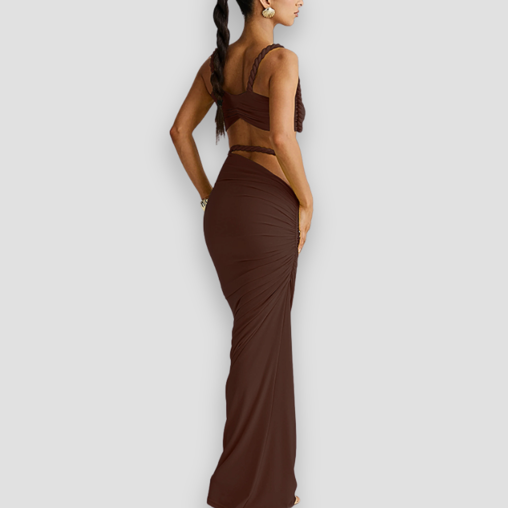 Badhie | Women's Braided Strap Two-Piece Maxi Set