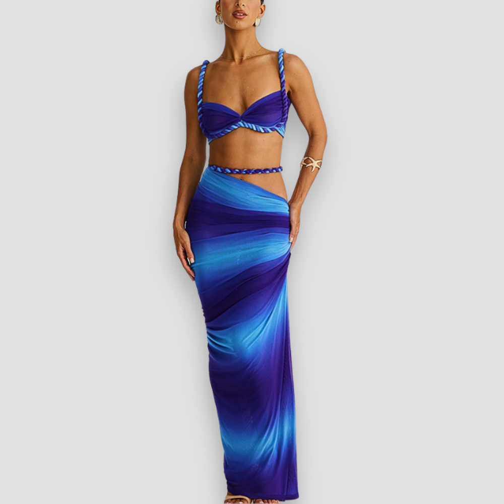 Badhie | Women's Braided Strap Two-Piece Maxi Set
