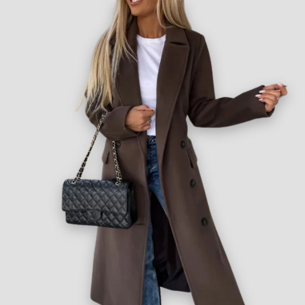 Badhie | Women's Double-Breasted Winter Coat with Waist Belt and Classic Fit