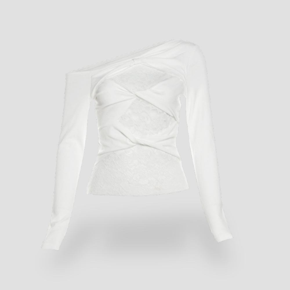 Badhie | Women’s Off-Shoulder Lace Panel Long Sleeve Top