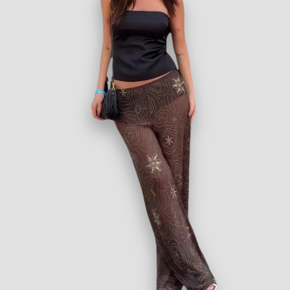 Badhie | Women's Sheer Mesh Sequin Pants