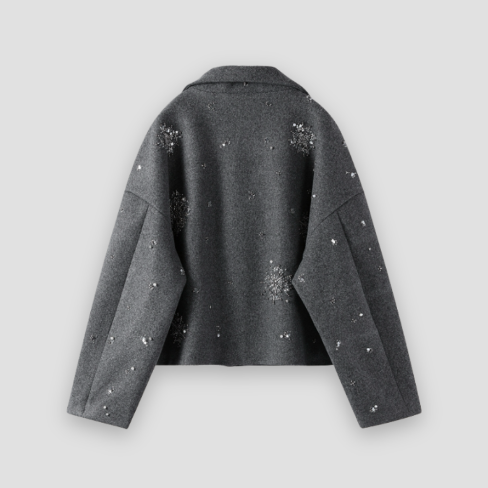 Badhie | Women’s Embellished Wool Blend Glitter Cropped Coat