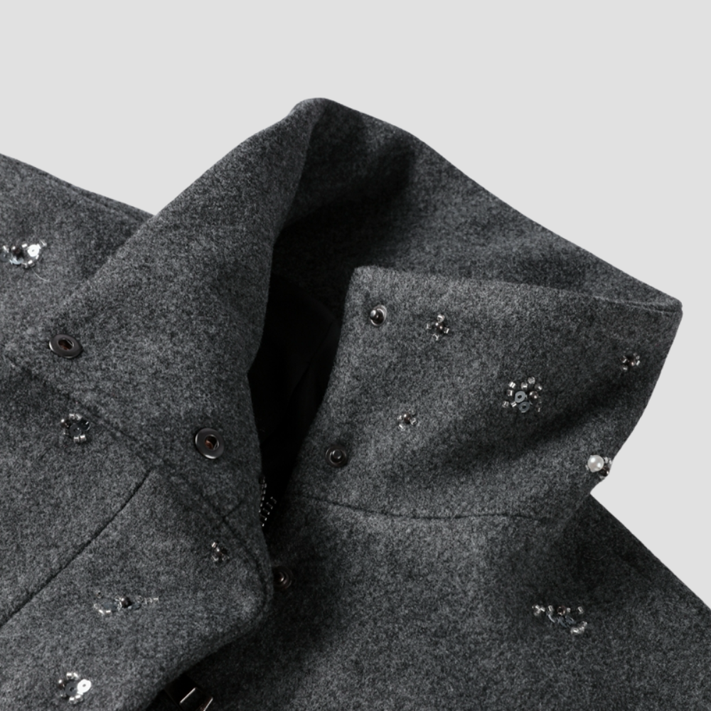 Badhie | Women’s Embellished Wool Blend Glitter Cropped Coat