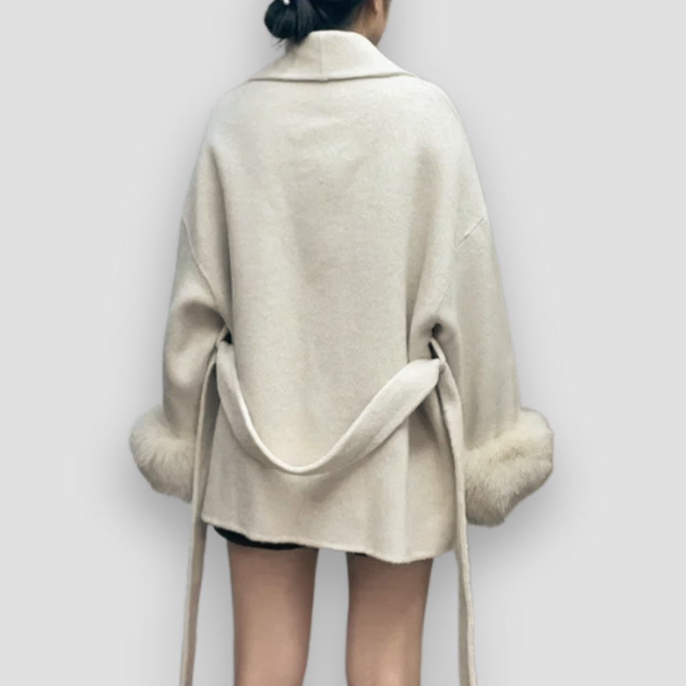 Badhie | Women's Warm Wool Luxe Faux Fur Coat