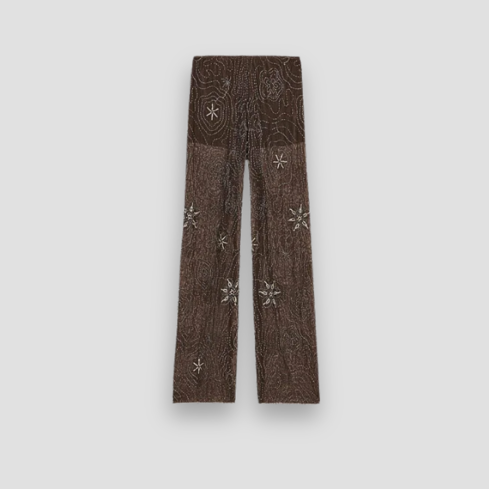 Badhie | Women's Sheer Mesh Sequin Pants